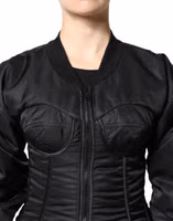 Black Nylon Full Zip Bustier Corset Jacket 5