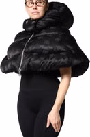 Black Padded Puffer Hooded Full Zip Cropped Jacket 2