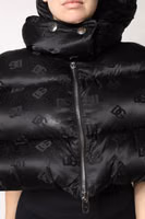 Black Padded Puffer Hooded Full Zip Cropped Jacket 5