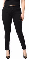 Black Cotton Mid Waisted Skinny Denim Jeans 1
