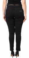 Black Cotton Mid Waisted Skinny Denim Jeans 3
