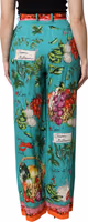 Green Silk Printed Straight Pants 3