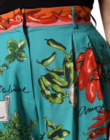 Green Silk Printed Straight Pants 4