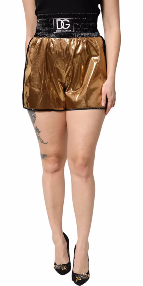 Metallic Gold High Waist Women Hotpants Short