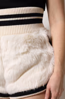 White Faux Fur High Waisted Hot Pants Short 4