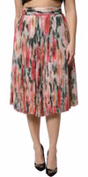 Multicolor Silk Floral High Waist Midi Skirt 1