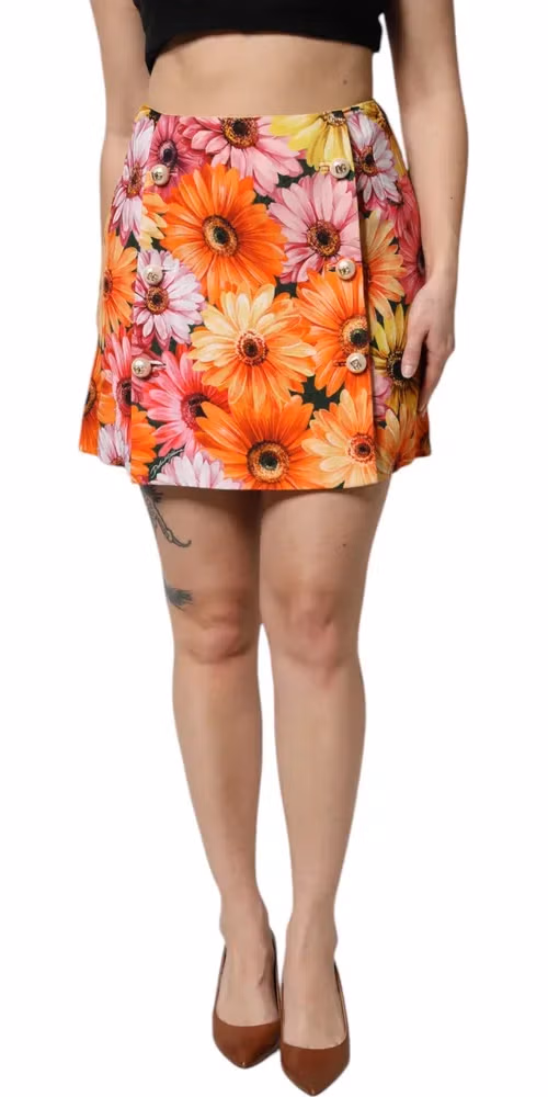 Multicolor Floral High Waist Mini Skirt