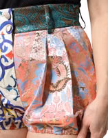 Multicolor Cotton Patchwork Hot Pants Shorts 4
