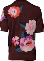 Maroon Floral Silk Crew Neck Blouse Top 3