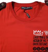 Red Cotton Round Neck Short Sleeves T-shirt 4