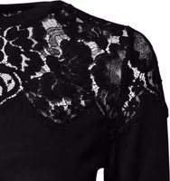 Black Floral Lace Long Sleeves Blouse Top 2