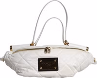 White Quilted Logo Plaque Belt Waist Fanny Pack Bag 2