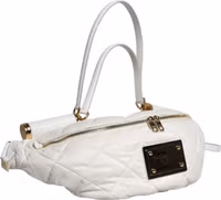 White Quilted Logo Plaque Belt Waist Fanny Pack Bag 3