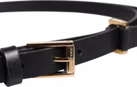 Black Calf Leather Gold Metal Buckle Belt 3