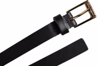 Black Calf Leather Gold Metal Buckle Belt 5