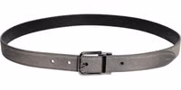 Gray Leather Silver Tone Metal Buckle Belt 2