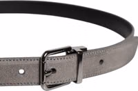Gray Leather Silver Tone Metal Buckle Belt 3