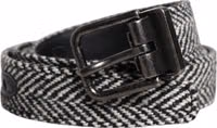 Black White Silver Tone Metal Buckle Belt 1