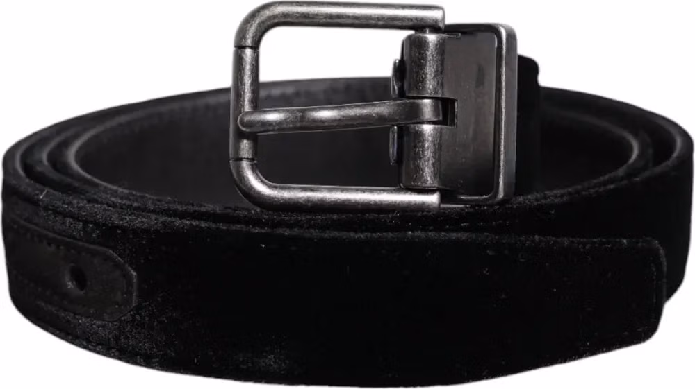 Black Leather Metal Buckle Classic Belt