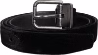 Black Leather Metal Buckle Classic Belt 1