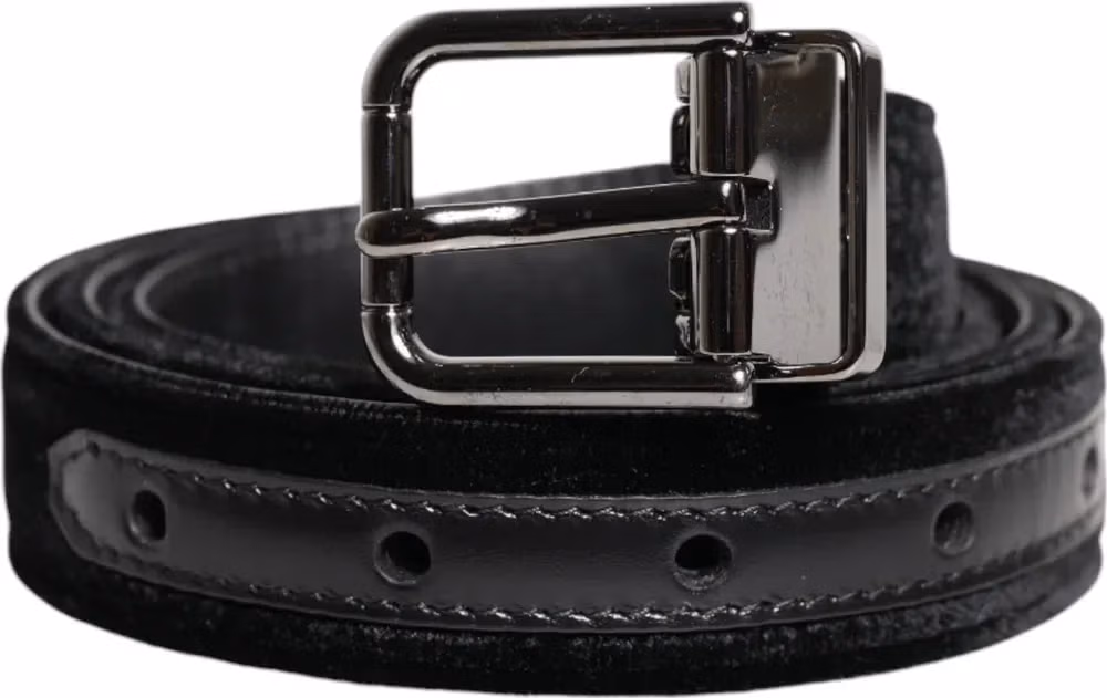 Black Leather Metal Buckle Classic Belt