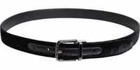 Black Leather Metal Buckle Classic Belt 2