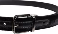 Black Leather Metal Buckle Classic Belt 3