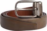 Brown Leather Classic Metal Logo Buckle Belt 1