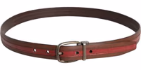 Burgundy Leather Metal Logo Buckle Belt 2