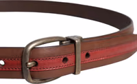 Burgundy Leather Metal Logo Buckle Belt 3