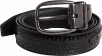 Black Brown Leather Classic Metal Buckle Belt 1