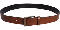 Brown Calf Leather Classic Metal Buckle Belt 2