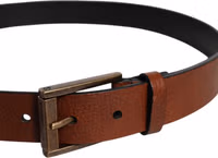 Brown Calf Leather Classic Metal Buckle Belt 3