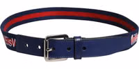 Blue Cotton Leather Printed Metal Buckle Belt 2