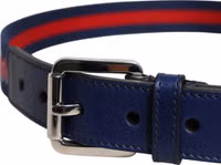 Blue Cotton Leather Printed Metal Buckle Belt 3