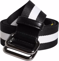 Black Yellow Logo Striped Metal Buckle Belt 1