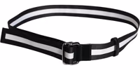 Black Yellow Logo Striped Metal Buckle Belt 2
