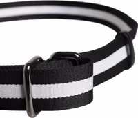 Black Yellow Logo Striped Metal Buckle Belt 4