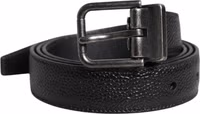 Black Calf Leather Classic Metal Buckle Belt 1