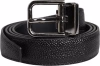 Black Calf Leather Classic Metal Buckle Belt 1