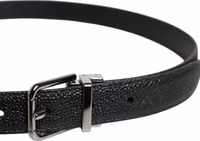 Black Calf Leather Classic Metal Buckle Belt 3