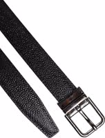 Black Calf Leather Classic Metal Buckle Belt 5