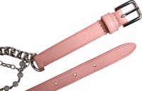 Pink Embelished Roses Textured Leather Belt 4