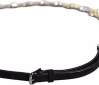 Black Leather Daisy Crystal Embellish Waist Belt 2