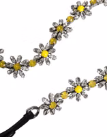 Black Leather Daisy Crystal Embellish Waist Belt 4