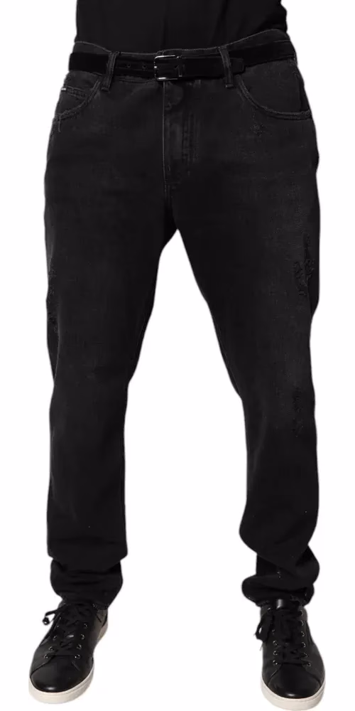 Black Cotton Skinny Men Denim Jeans