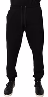 Black Cotton Mid Waist Jogger Sweatpants Pants 1