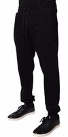 Black Cotton Mid Waist Jogger Sweatpants Pants 2