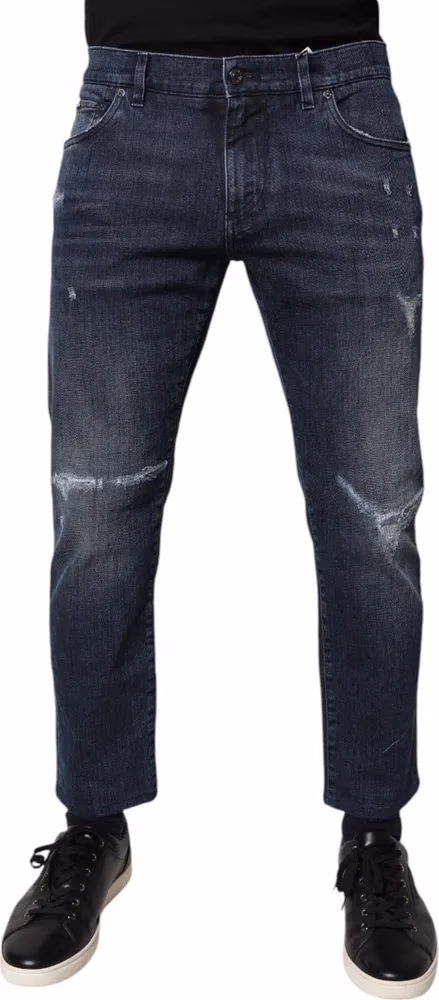 Blue Cotton Stretch Skinny Men Denim Jeans