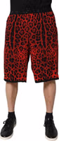 Red Leopard Print Viscose Bermuda Shorts 1